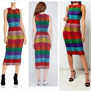 Alice + Olivia Delora Rainbow Snake Print Midi Dress Size 0 NWT $395